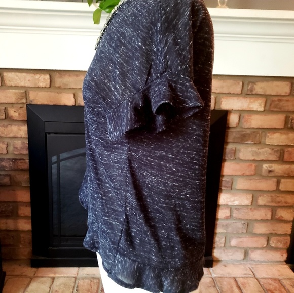 A.N.A. x small black ruffle scoop neck t-shirt NWT - Picture 2 of 3